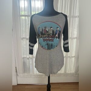 The Upside Graphic Long Sleeve Tee in Gray and Black